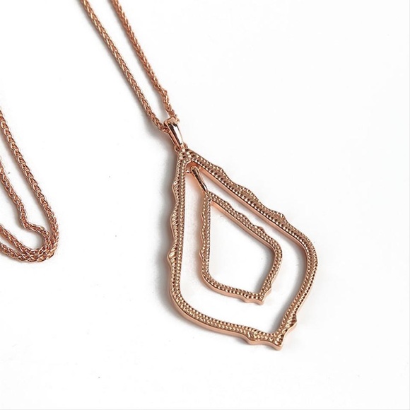 NWT Kendra Scott Simon Rose Gold Frame Necklace - Picture 2 of 4